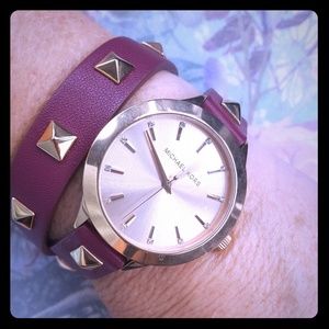 Michael Kors Rose Gold and burgundy wrap watch